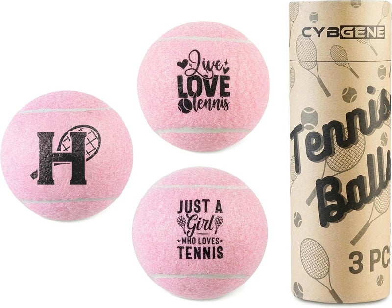 CybGene Tennis Gifts, Personalized Tennis Ball, Set of 3 Unique Tennis Balls with Gift Package, Perfect for Tennis Teammate, Partners - PNK - Image 1